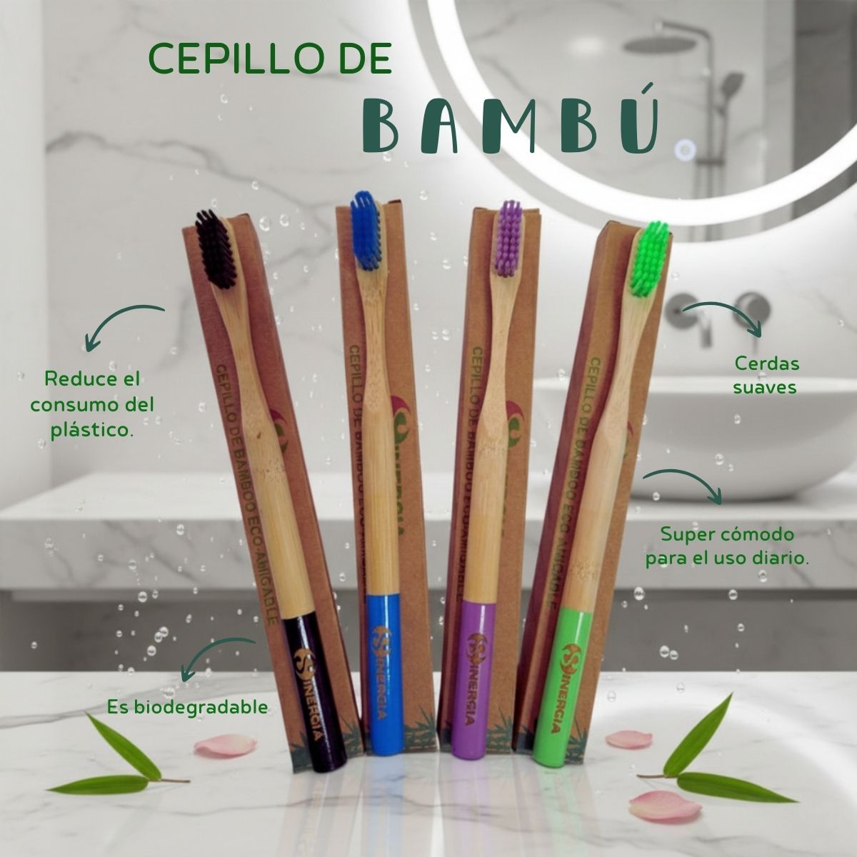 CEPILLO DE DIENTES 100% BIODEGRADABLE DE BAMBÚ
