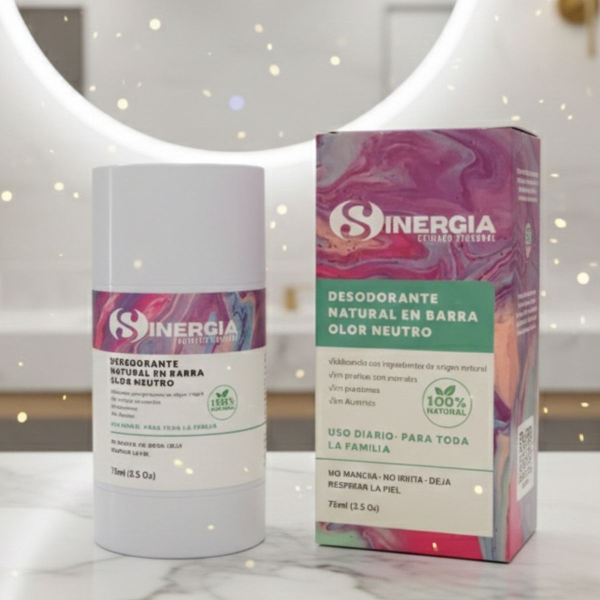 Desodorante en barra natural 75ml, olor neutro, unisex