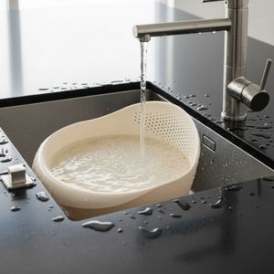 COLADOR PARA LAVADO DE ARROZ, FRUTAS Y VERDURAS, COLOR: BLANCO