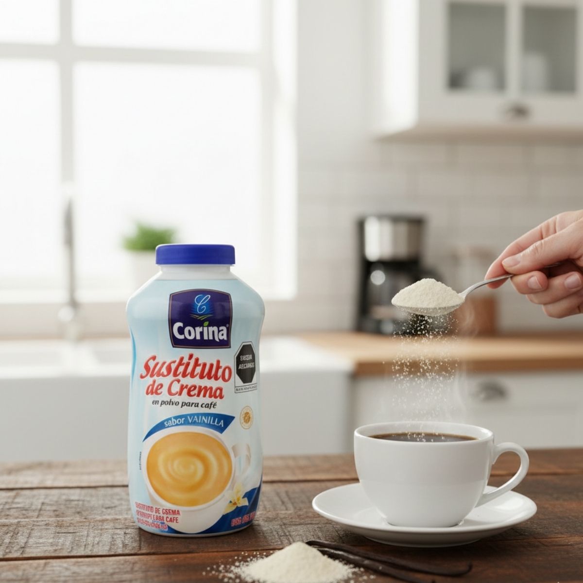 SUSTITUTO DE CREMA EN POLVO PARA CAFÉ CORINA, SABOR VAINILLA, 1 Kg
