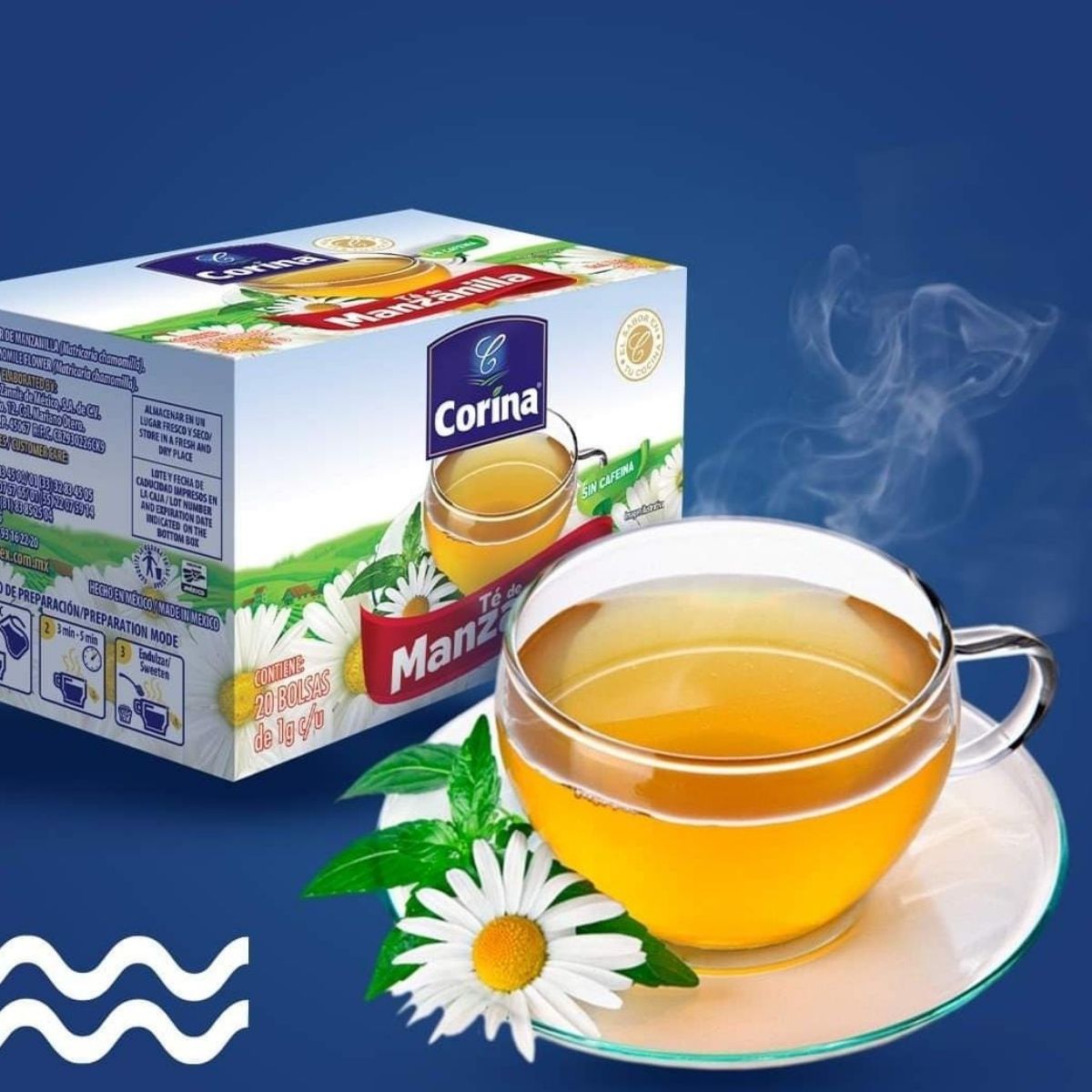 TE DE MANZANILLA CON 20 BOLSAS DE 1G C/U.