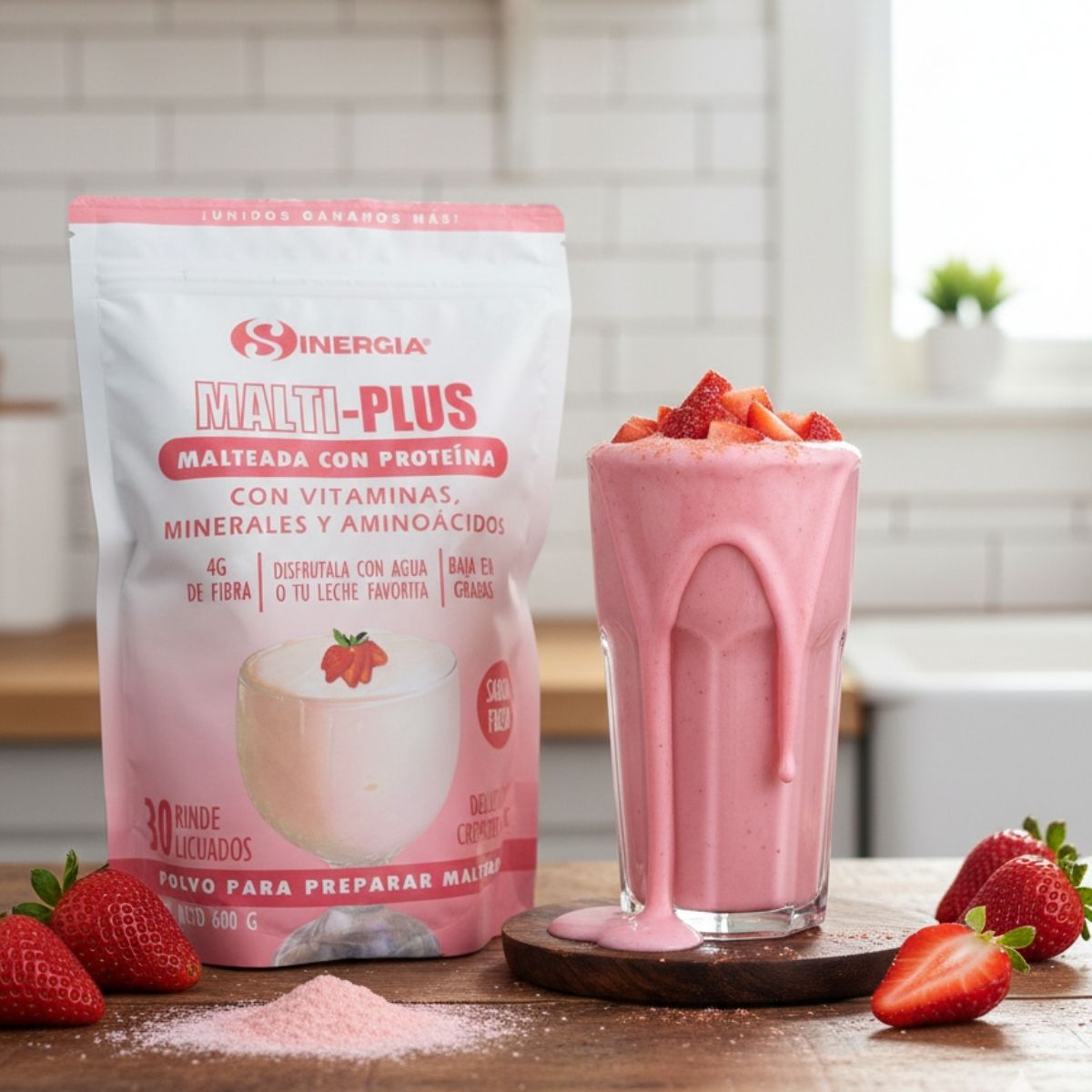 MALTI-PLUS MALTEADA CON PROTEÍNA 1 KILO, SABOR: FRESA